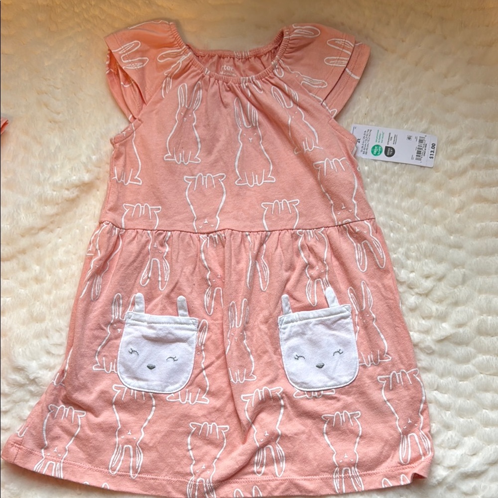Cute Pink Bunny Dress with Pockets